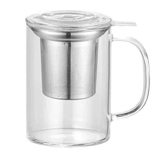 Enindel Glass Tea Mug with Infuser & Lid | 20 OZ Borosilicate, Dishwasher & Microwave Safe thumbnail 1