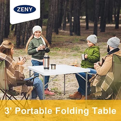 ZENY 3 Foot Portable Folding Table Camping Picnic Table Indoor Outdoor Dining Party Picnic Plastic Table | Lightweight & Durable thumbnail 2