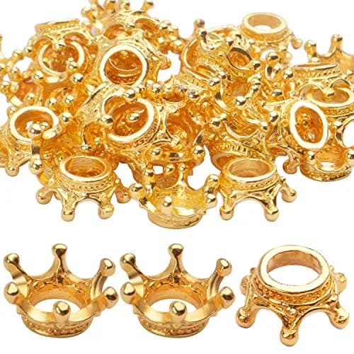 BronaGrand 50pcs Crown Shape Charms Loose Beads Alloy Spacer Beads 13x10mm | DIY Jewelry Connector thumbnail 1