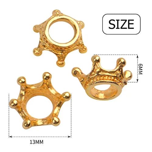 BronaGrand 50pcs Crown Shape Charms Loose Beads Alloy Spacer Beads 13x10mm | DIY Jewelry Connector thumbnail 4