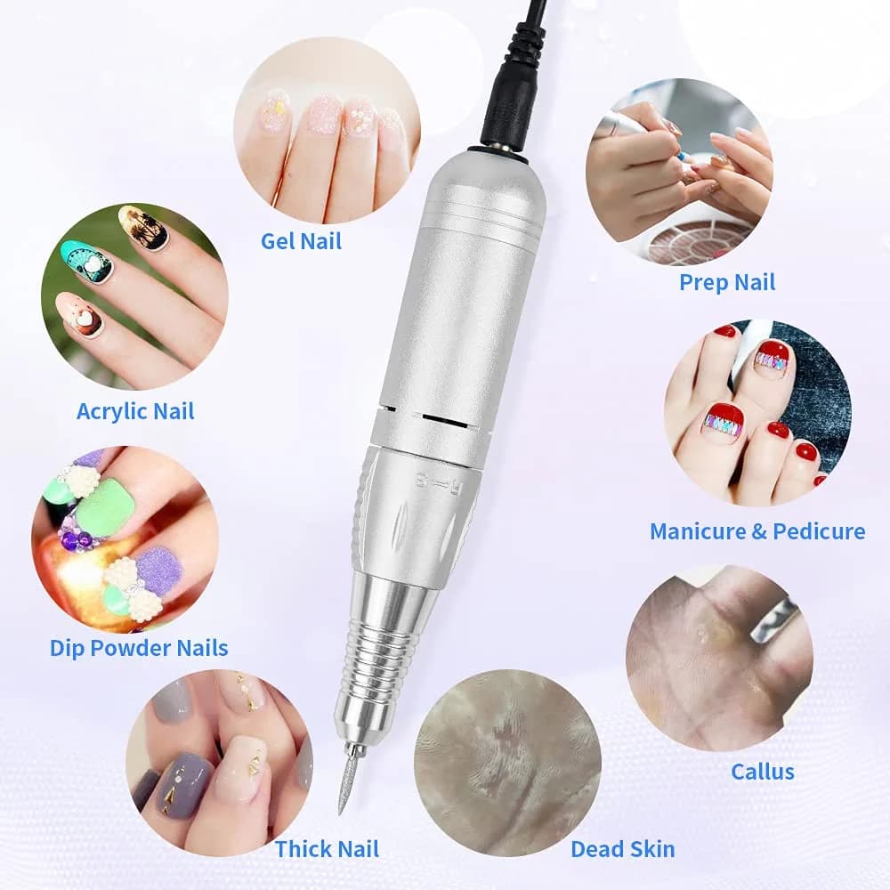 JEWHITENY Portable Electric Nail Drill Machine 35000 RPM with 50 Sanding Bands | Professional Manicure Pedicure Tool - view 5