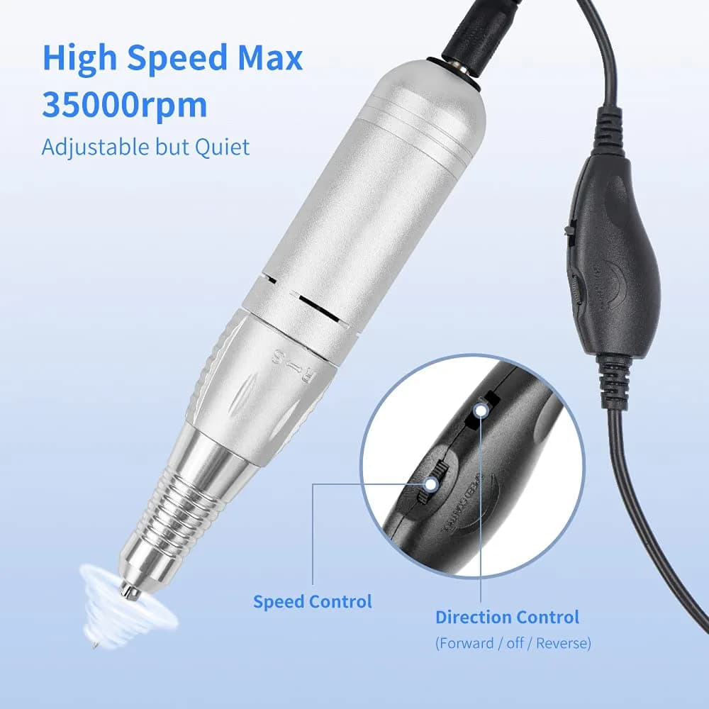 JEWHITENY Portable Electric Nail Drill Machine 35000 RPM with 50 Sanding Bands | Professional Manicure Pedicure Tool - view 6