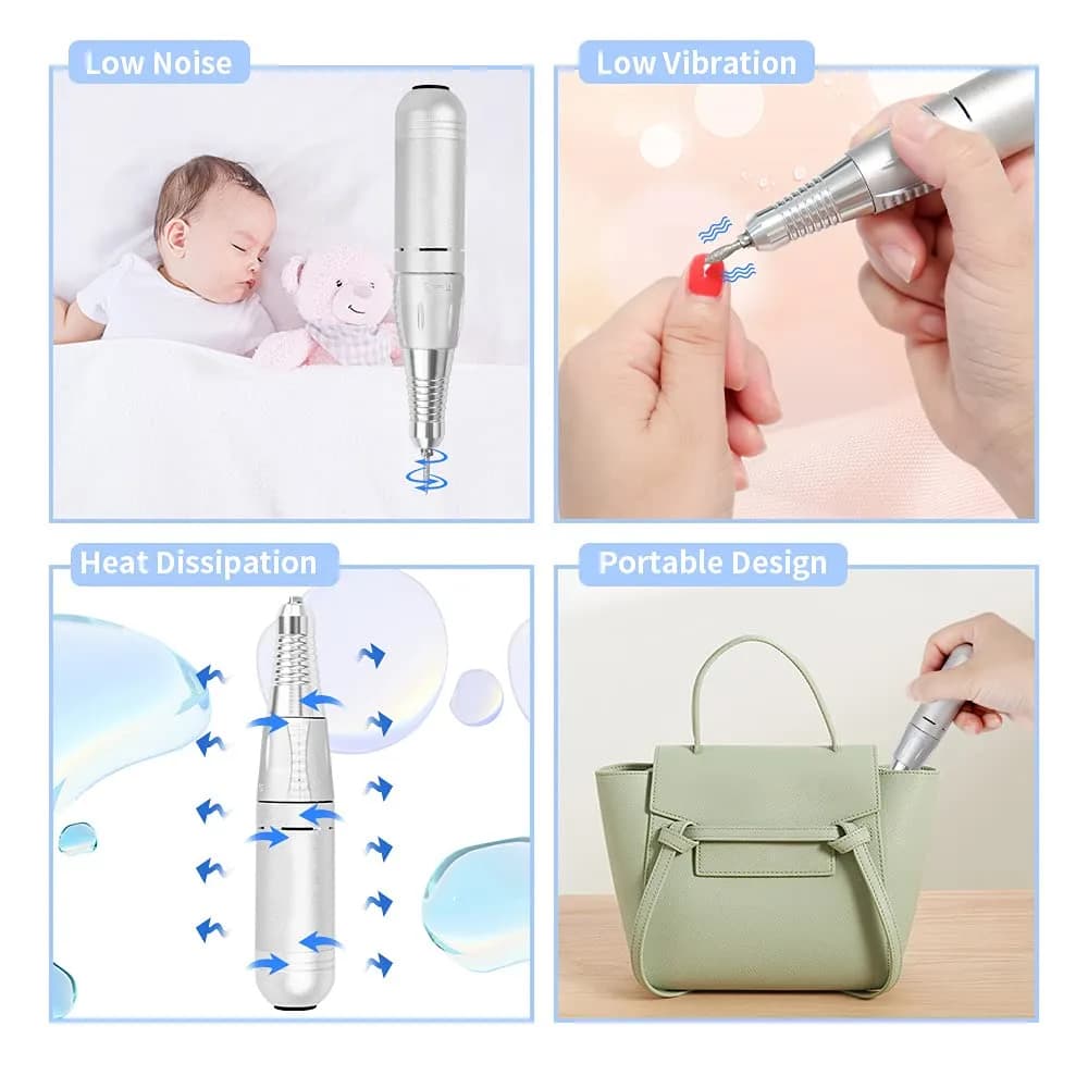 JEWHITENY Portable Electric Nail Drill Machine 35000 RPM with 50 Sanding Bands | Professional Manicure Pedicure Tool - view 7