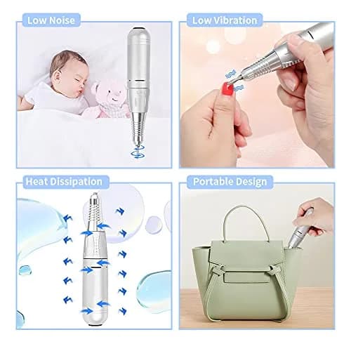JEWHITENY Portable Electric Nail Drill Machine 35000 RPM with 50 Sanding Bands | Professional Manicure Pedicure Tool thumbnail 7