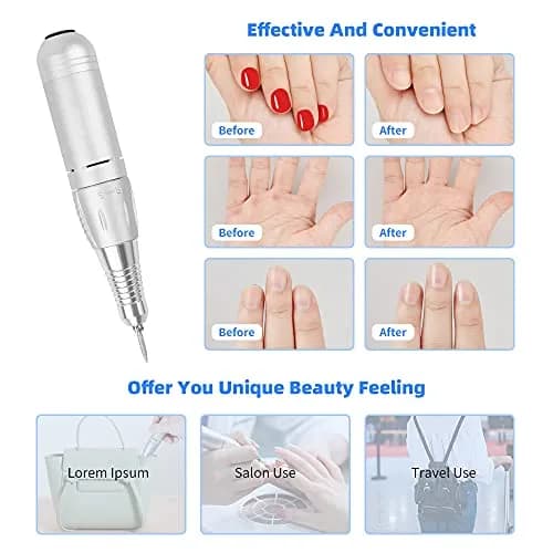 JEWHITENY Portable Electric Nail Drill Machine 35000 RPM with 50 Sanding Bands | Professional Manicure Pedicure Tool thumbnail 3