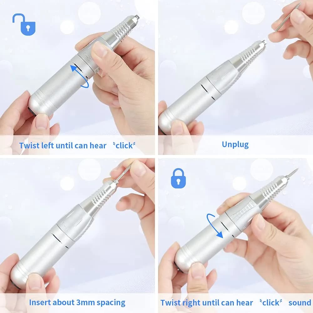 JEWHITENY SG707 Professional Rechargeable Nail Drill 35000 RPM in Sliver | Acrylic & Gel Nail Care - view 4
