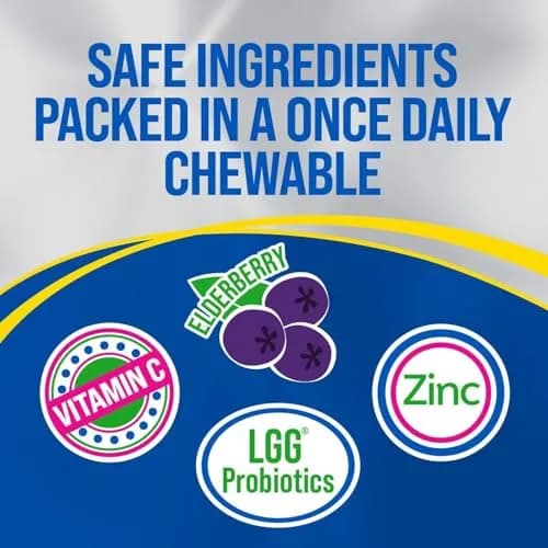 Culturelle Kids Daily Immune Defense Probiotic Chewables Ages 3+ 30 Count | 5 Billion CFU Probiotic, Vitamins C & D, Zinc, Elderberry thumbnail 3