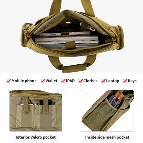 CamGo Tactical Briefcase 14 inch Laptop Messenger Bag Military Style Shoulder Bag Handbag for Men | Water-Resistant Nylon, Multiple Compartments, Military Design thumbnail 4