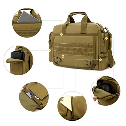 CamGo Tactical Briefcase 14 inch Laptop Messenger Bag Military Style Shoulder Bag Handbag for Men | Water-Resistant Nylon, Multiple Compartments, Military Design thumbnail 5