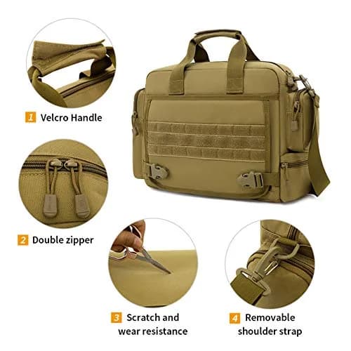 CamGo Tactical Briefcase 14 inch Laptop Messenger Bag Military Style Shoulder Bag Handbag for Men | Water-Resistant Nylon, Multiple Compartments, Military Design thumbnail 6