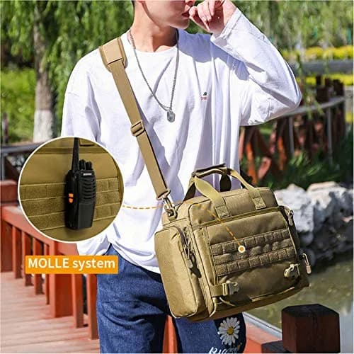 CamGo Tactical Briefcase 14 inch Laptop Messenger Bag Military Style Shoulder Bag Handbag for Men | Water-Resistant Nylon, Multiple Compartments, Military Design thumbnail 7