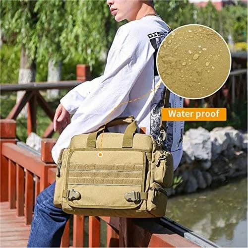 CamGo Tactical Briefcase 14 inch Laptop Messenger Bag Military Style Shoulder Bag Handbag for Men | Water-Resistant Nylon, Multiple Compartments, Military Design thumbnail 8