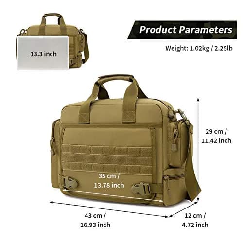 CamGo Tactical Briefcase 14 inch Laptop Messenger Bag Military Style Shoulder Bag Handbag for Men | Water-Resistant Nylon, Multiple Compartments, Military Design thumbnail 2