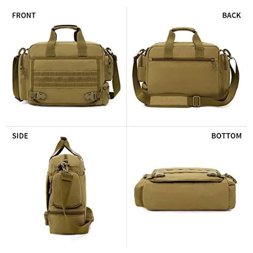 CamGo Tactical Briefcase 14 inch Laptop Messenger Bag Military Style Shoulder Bag Handbag for Men | Water-Resistant Nylon, Multiple Compartments, Military Design thumbnail 3