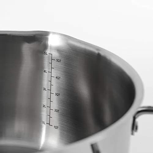 Rorence 6 Quart (5.7L) Stainless Steel Stock Pot with Lid | Induction Compatible Pasta Pot for Boiling & Straining thumbnail 3