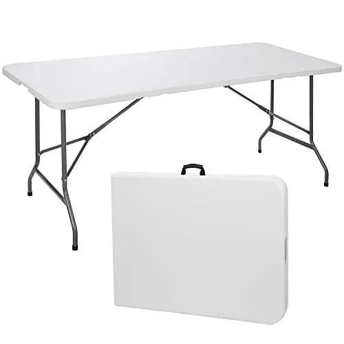 ZENY 6ft Folding Table | Heavy Duty Portable Picnic & Indoor Outdoor Table in White thumbnail 1