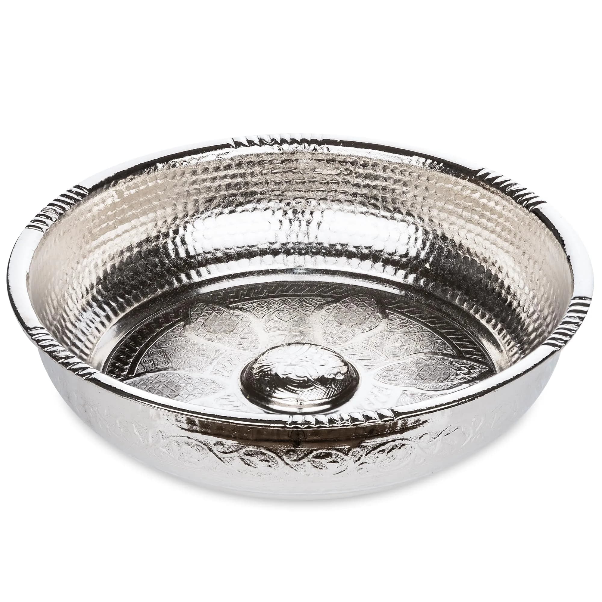 Alisveristime Turkish Hammam Bowl Black 20 cm (7.87 in) | Authentic Zamac with Turkish Motifs — Silver