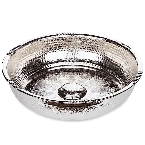 Alisveristime Traditional Turkish Hammam Bowl Silver Zamac 20 cm (7.87 in) | Authentic Turkish Bath Accessory thumbnail 1