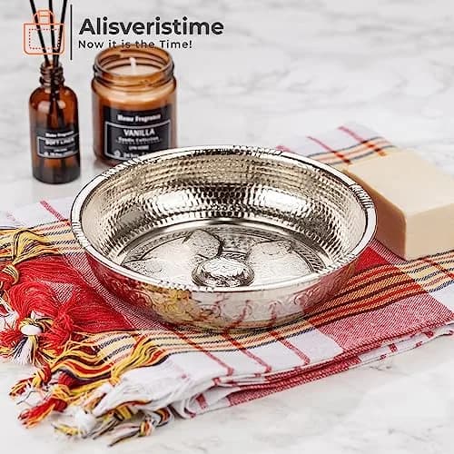Alisveristime Traditional Turkish Hammam Bowl Silver Zamac 20 cm (7.87 in) | Authentic Turkish Bath Accessory thumbnail 2