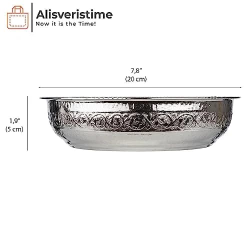 Alisveristime Traditional Turkish Hammam Bowl Silver Zamac 20 cm (7.87 in) | Authentic Turkish Bath Accessory thumbnail 3