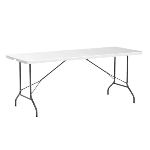 ZenStyle 6 ft Indoor Outdoor Heavy Duty Plastic Folding Table | Portable Picnic Table with Steel Legs, Fold-in-Half, White thumbnail 4