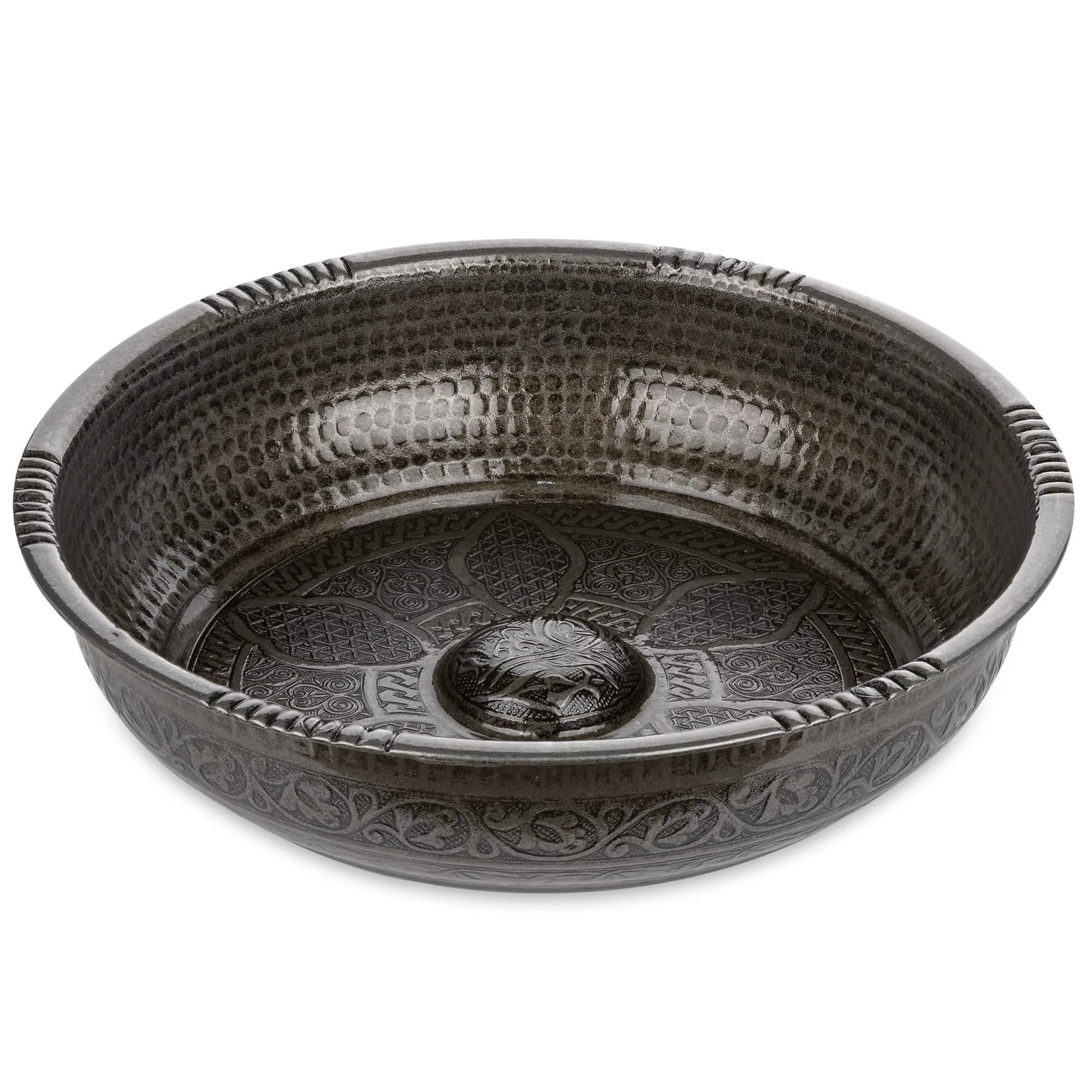 Alisveristime Turkish Hammam Bowl Black 20 cm (7.87 in) | Authentic Zamac with Turkish Motifs — Black