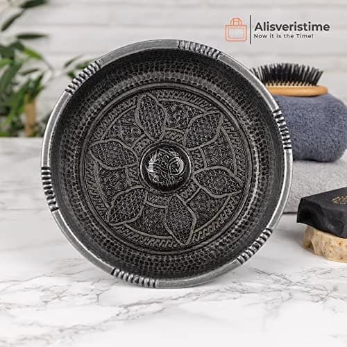 Alisveristime Turkish Hammam Bowl Black 20 cm (7.87 in) | Authentic Zamac with Turkish Motifs thumbnail 5