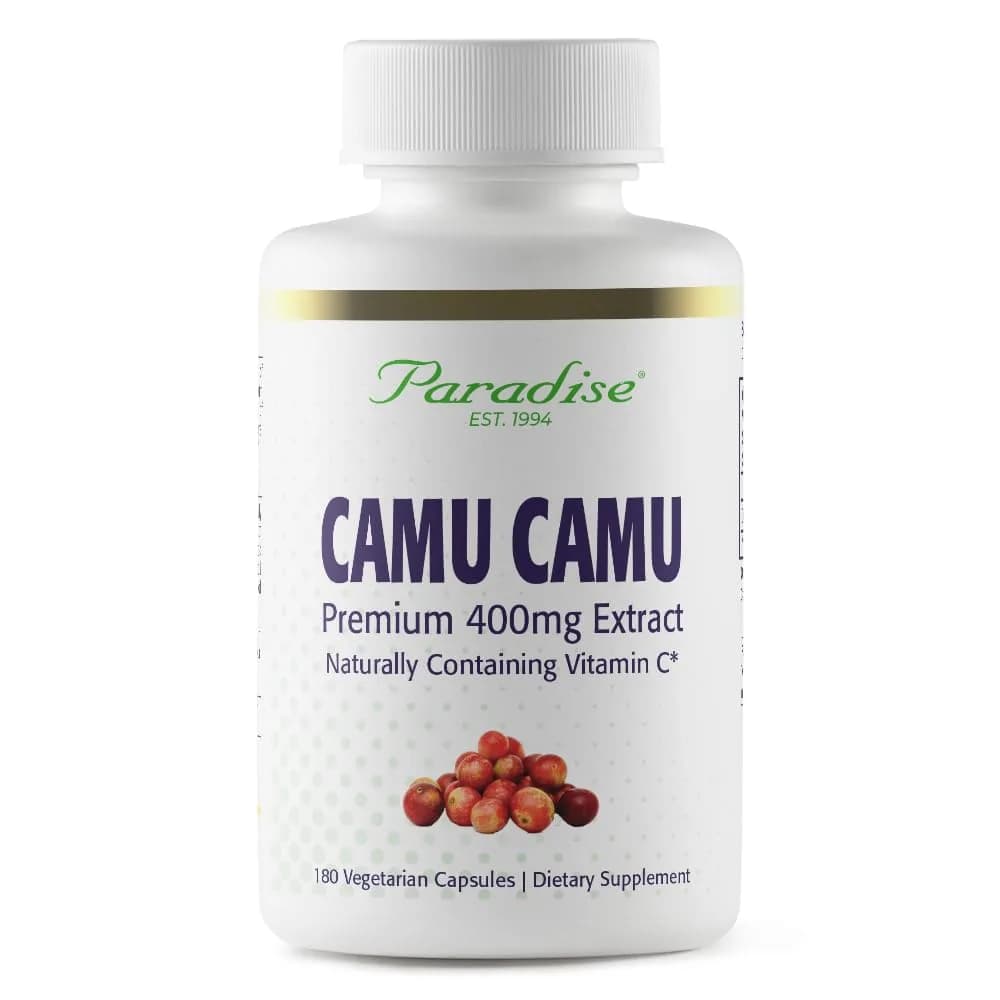 Paradise Herbs & Essentials Organic Camu Camu Extract 400 mg 180 Caps | Supports Immune & Antioxidant Health — No Color