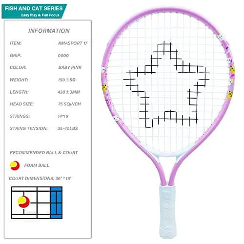 AMA SPORT 17 inch (43.18 cm) Junior Tennis Racket | ITF Play+Stay Certified for Beginners thumbnail 2