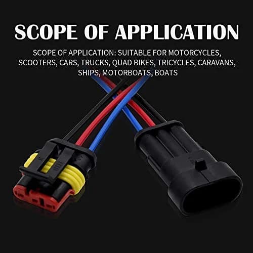 G 3 Pin Waterproof Connector 16AWG Electrical Male Female Wire Plugs (5 Sets, Black) | IP67 Rated for Automotive & Marine Wiring thumbnail 4
