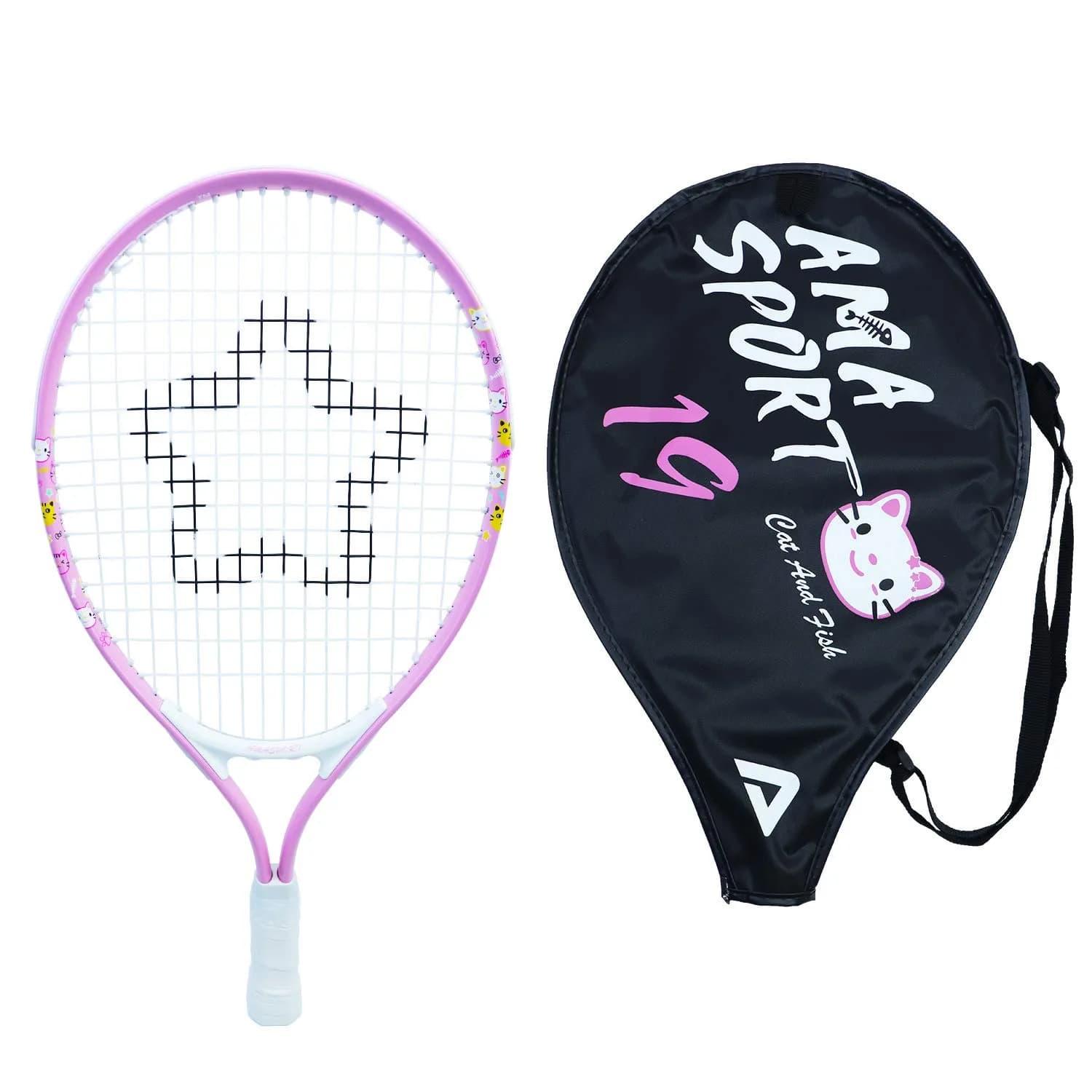 AMA SPORT 19 inch Kids Tennis Racket | Aluminum Frame, 80 sq in Head Size, 4 inch Grip