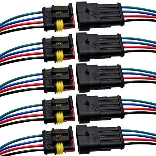 G 4 Pin Connector 16AWG Waterproof Connectors Male Female Wire Plugs with 3.3 inch Cable (5 Sets) thumbnail 1