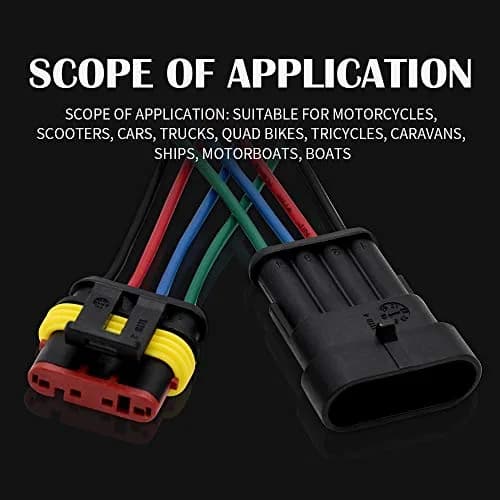G 4 Pin Connector 16AWG Waterproof Connectors Male Female Wire Plugs with 3.3 inch Cable (5 Sets) thumbnail 5