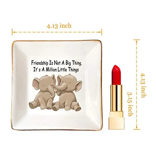 HOME SMILE Elephant Ring Dish Holder Trinket Tray with Glazed Finish | Friendship Gift for Women thumbnail 6