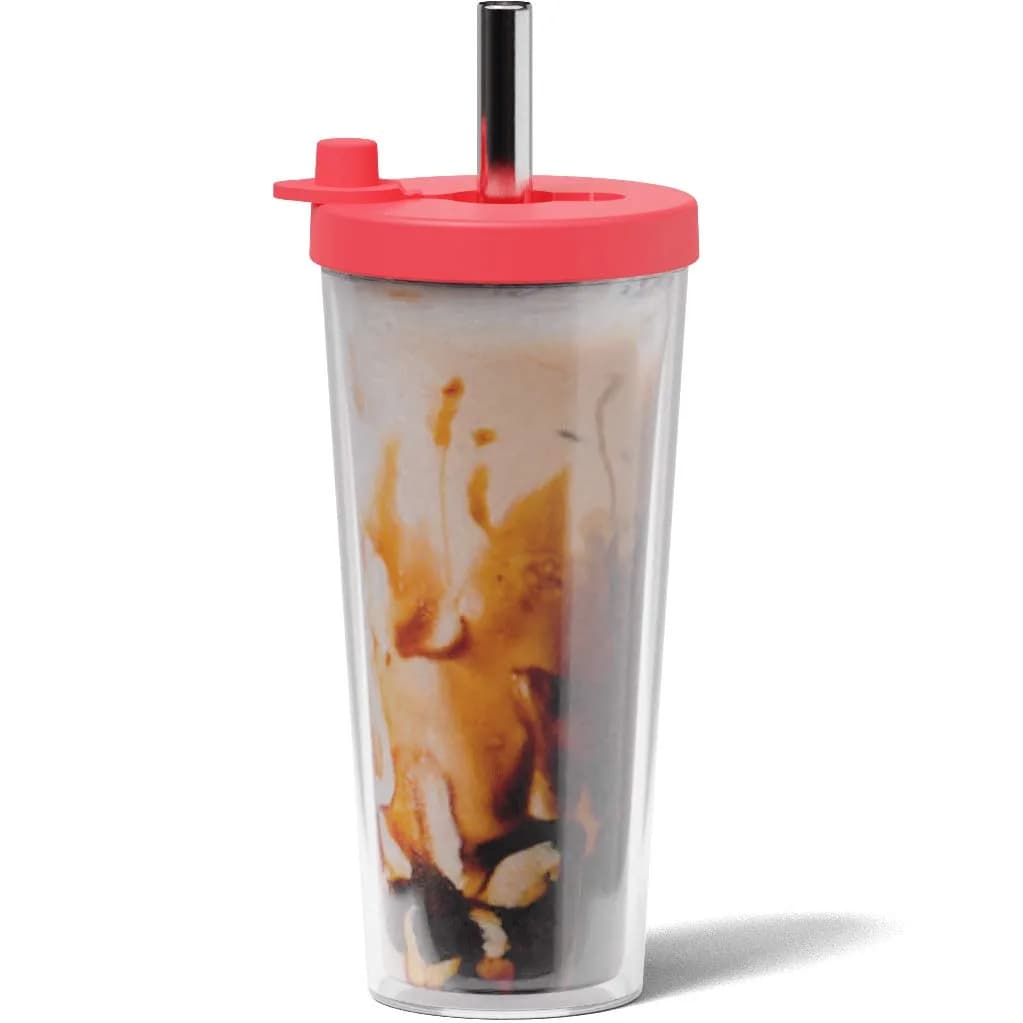 Dodoko Reusable Boba Cup and Straw Tumbler 481.94 g (17 oz) | Double Wall Insulated for Cold Drinks — Hot Pink