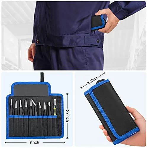 UUBAAR Precision Tweezers Set, ESD Stainless Steel for Electronics Repair | Anti-static, Non-magnetic, 10-piece thumbnail 7