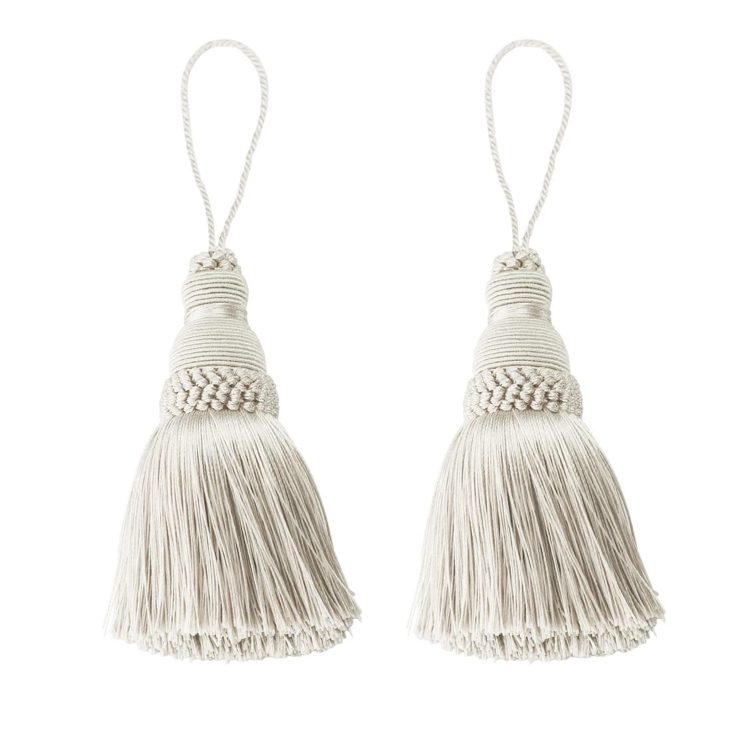 Fenghuangwu 2Pcs Colorful Tassel Key Tassels 9.6 Inch DIY Accessories Beige — Beige