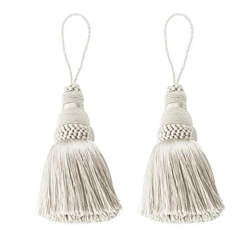 Fenghuangwu 2Pcs Colorful Tassel Key Tassels 9.6 Inch DIY Accessories Beige thumbnail 1