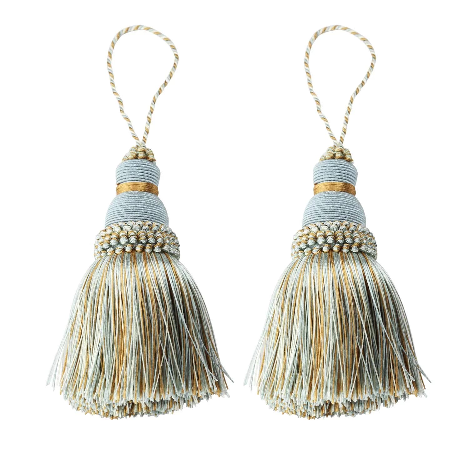 fenghuangwu Mix Blue Tassels for Crafts, 24 cm (9.6 inch) Total Length | 2-Piece Set — Mix Blue
