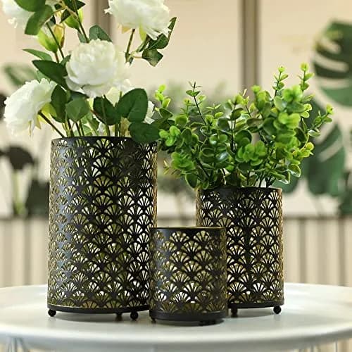 JHY DESIGN Set of 3 Metal Candle Holders Bronze Hurricane Pillar Candlestick Vintage Table Decor thumbnail 6