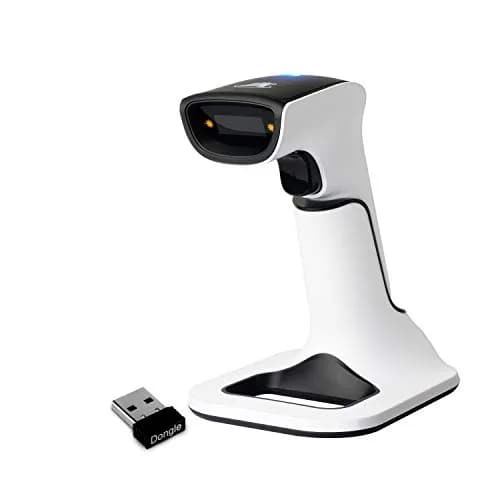 ScanAvenger Wireless Bluetooth USB Barcode Scanner with Stand: 1D & 2D QR Reader, Rechargeable Battery, Vibration Alert | 14.0 cm x 11.0 cm x 16.5 cm thumbnail 1