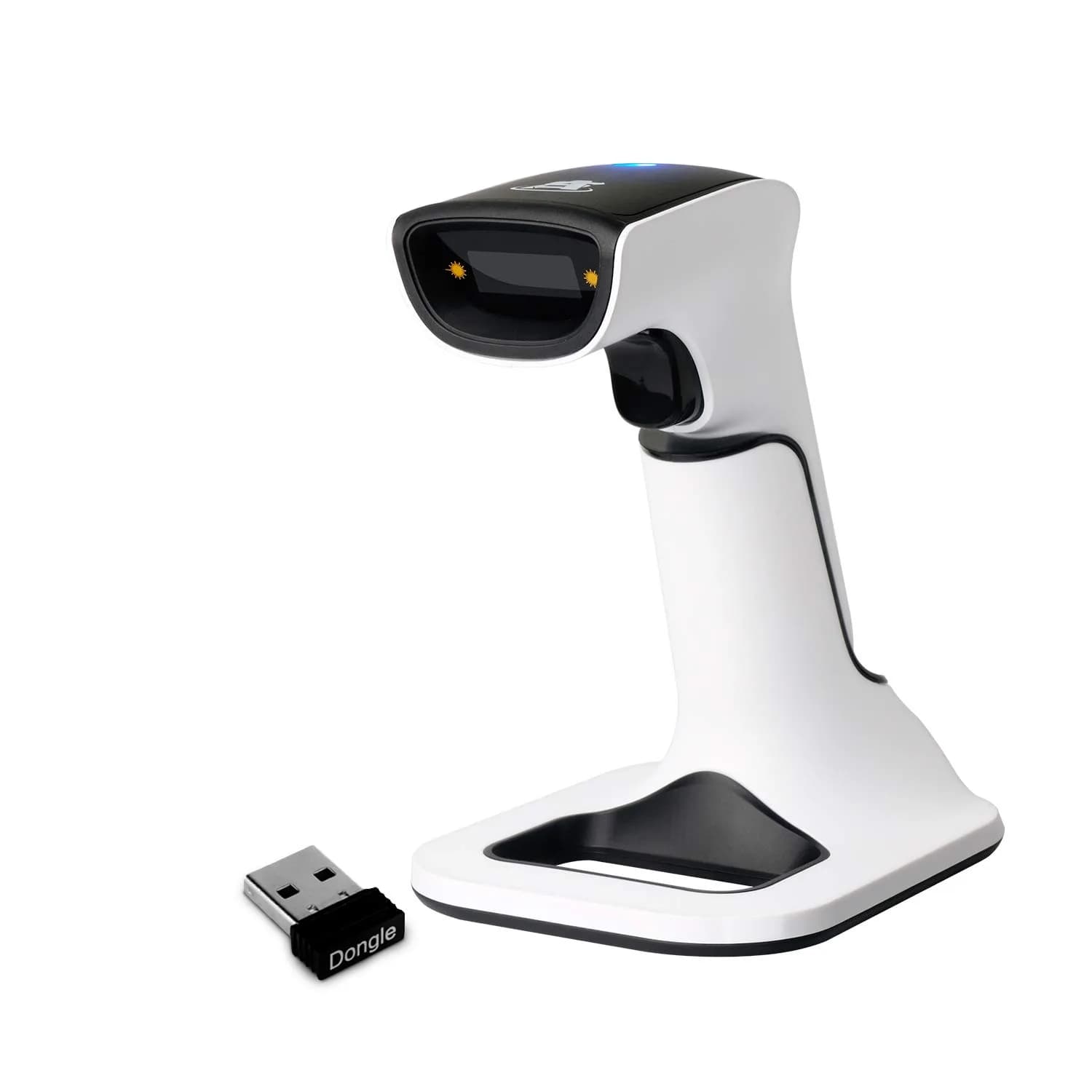 ScanAvenger Wireless Bluetooth USB Barcode Scanner with Stand: 1D & 2D QR Reader, Rechargeable Battery, Vibration Alert | 14.0 cm x 11.0 cm x 16.5 cm - main product image