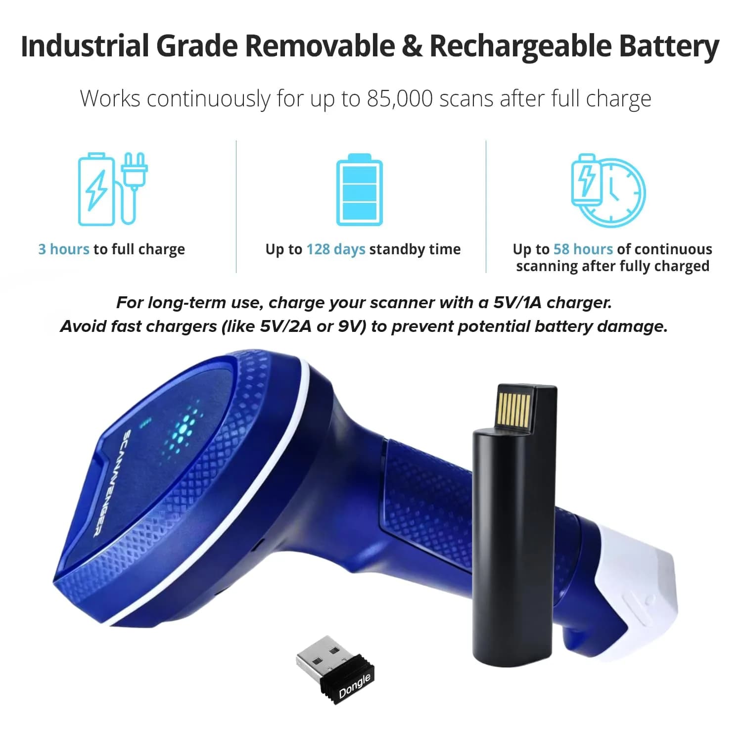 ScanAvenger 1D & 2D Bluetooth Barcode Scanner | 25cm/s Scan Speed, 493ft Range - view 8