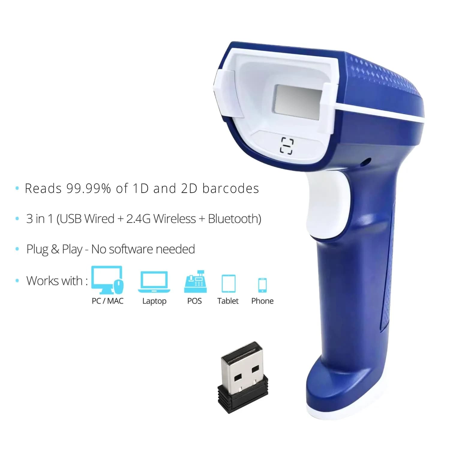ScanAvenger 1D & 2D Bluetooth Barcode Scanner | 25cm/s Scan Speed, 493ft Range - view 3