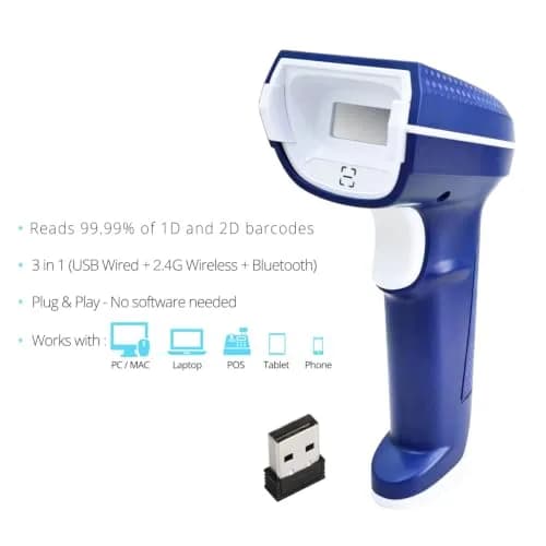 ScanAvenger 1D & 2D Bluetooth Barcode Scanner | 25cm/s Scan Speed, 493ft Range thumbnail 3