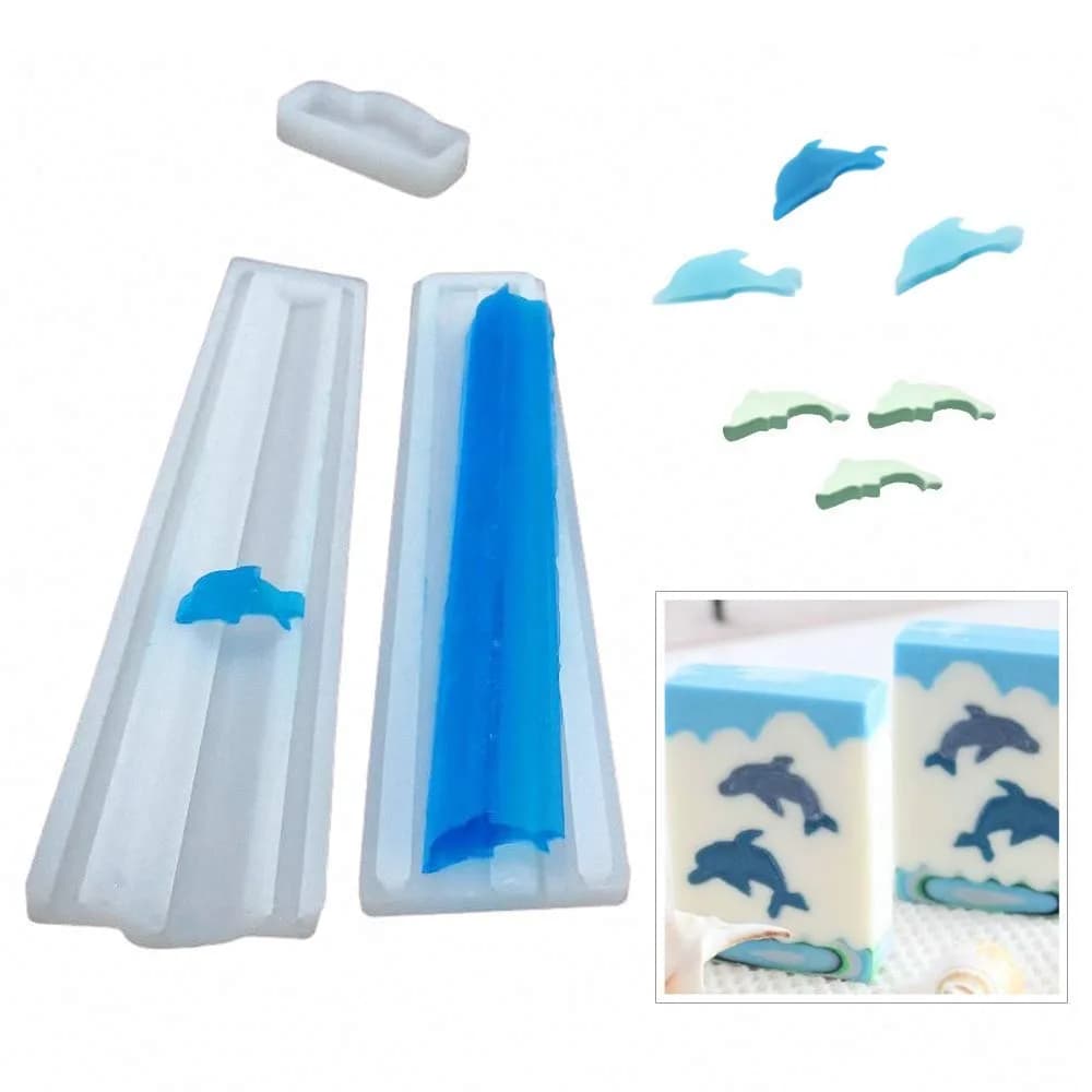 MoldFun Dolphin Shaped Silicone Mold 4.3x2x26cm | Food Grade, Heat-Resistant, Craft Supplies — Translucent