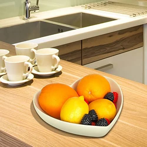 Keponbee 2 pcs Porcelain Big Heart Bowls 1000ml (33 OZ) | Romantic White Ceramic Serving Dishes thumbnail 5