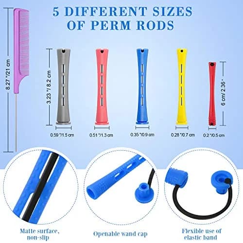 WILLBOND 60 Pcs Hair Perm Rods Set with Rat Tail Comb - Assorted Sizes for Short to Medium Hair thumbnail 2