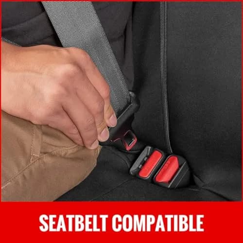 AUTOYOUTH Beige Seat Covers Front Seats Only, 3D Tyre Embossed Breathable Bucket Covers, Airbag Compatible, Quick Setup Universal Fit for Sedan, SUV, Truck, Van thumbnail 7