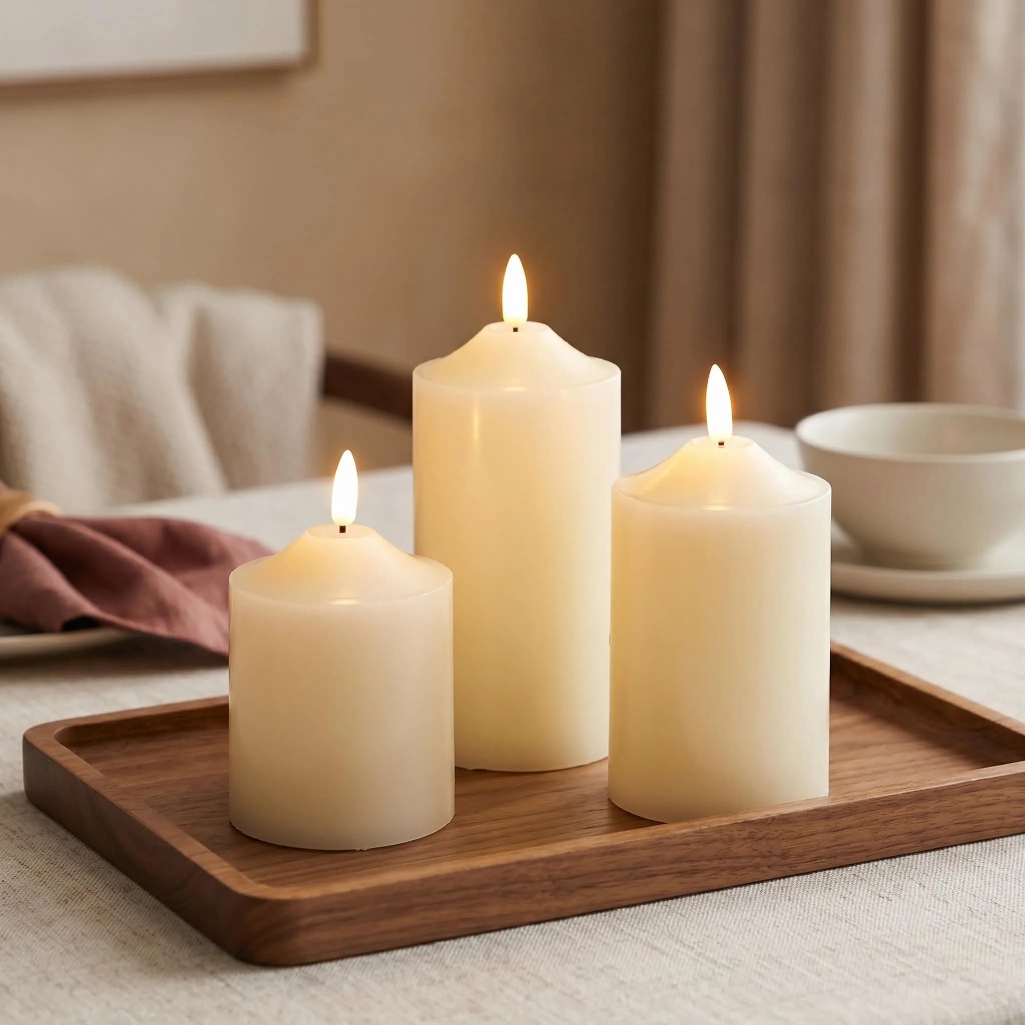 JHY DESIGN 3D Flameless Candles Set 4/5/6 inch High | Real Wax Battery Candles with Remote Timer - main product image